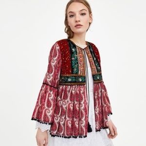 Zara Boho Embroidered Jacket